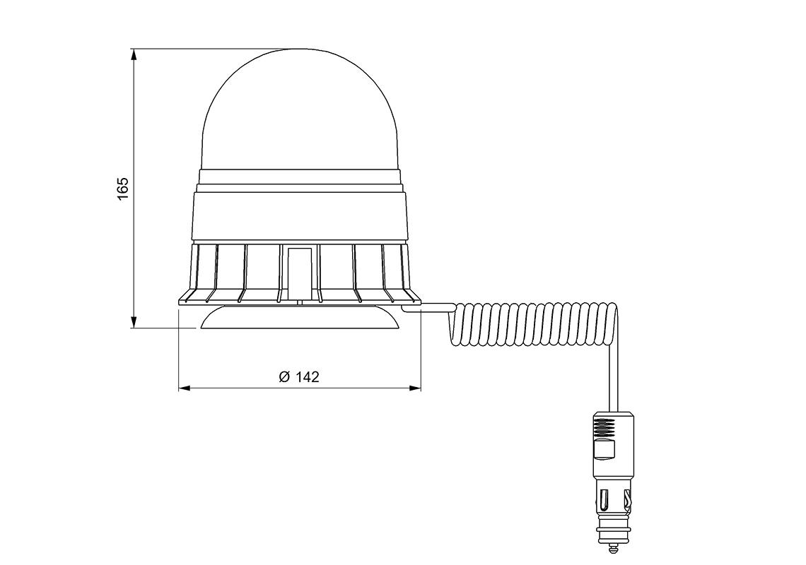 Gyrophare led VEGA magnetique 1 ventouse lumière rotative ambre 